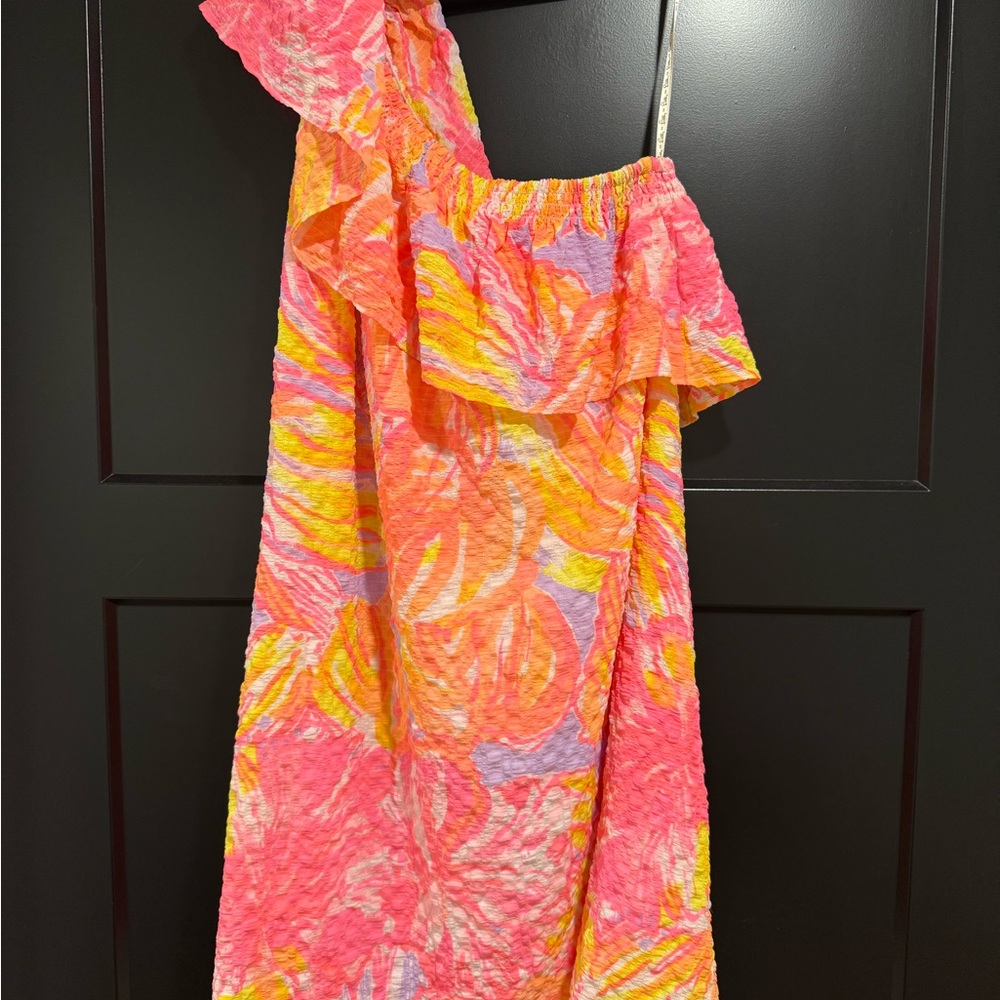 Lilly Pulitzer Pink and Yellow One Shoulder Dress